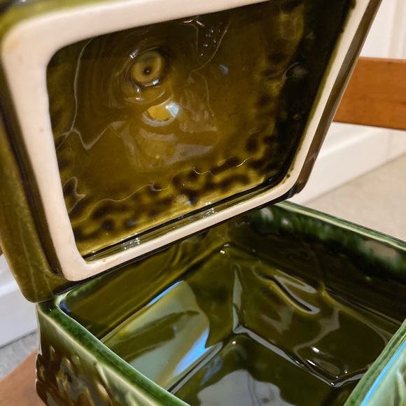 Vintage Green Ceramic 1950s Compote with Sailing Boat Detail - Japan - Picture 5 of 10